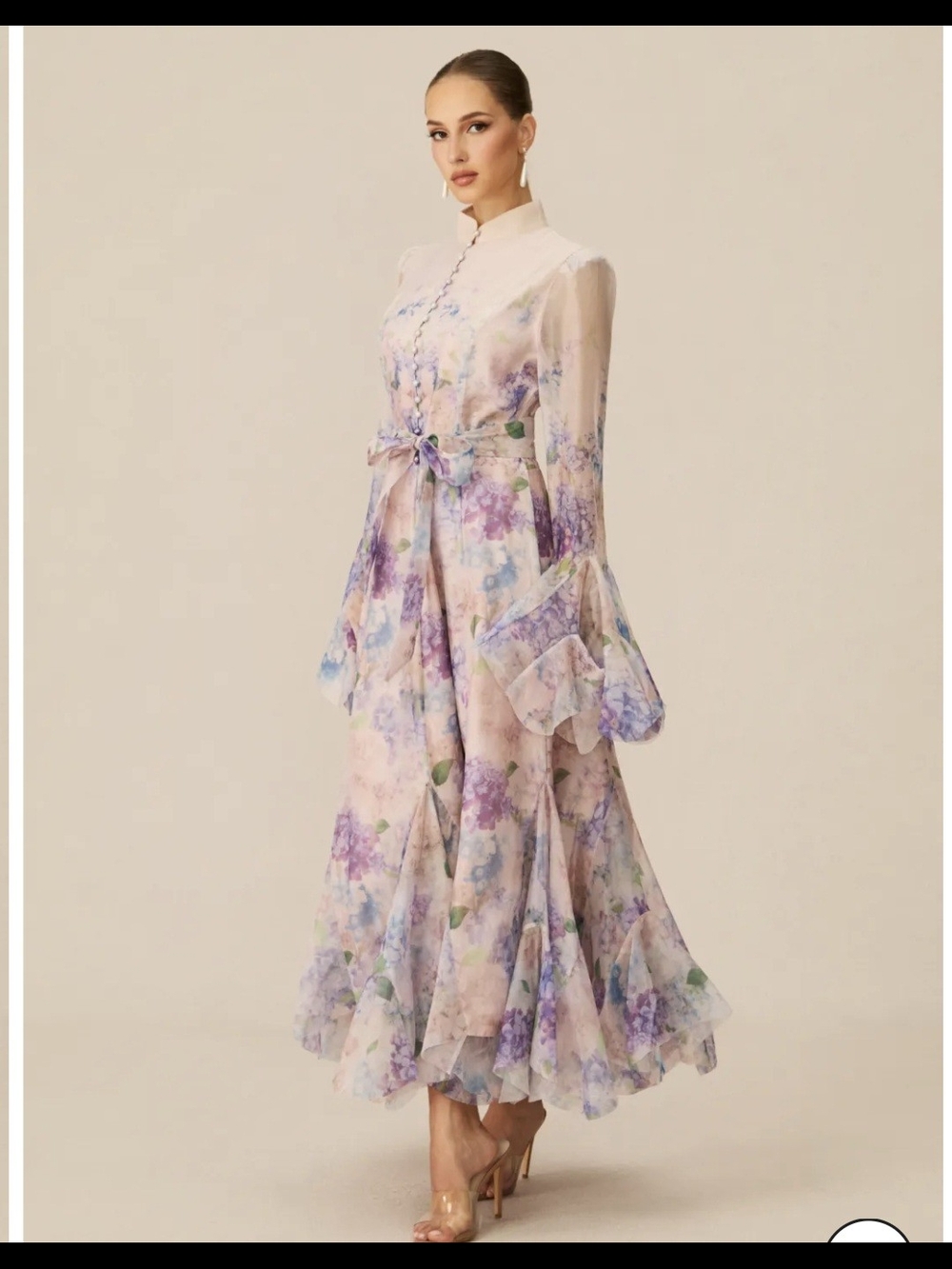 Floral Pastel Chiffon Maxi Dress - Pink & Purple Never Worn